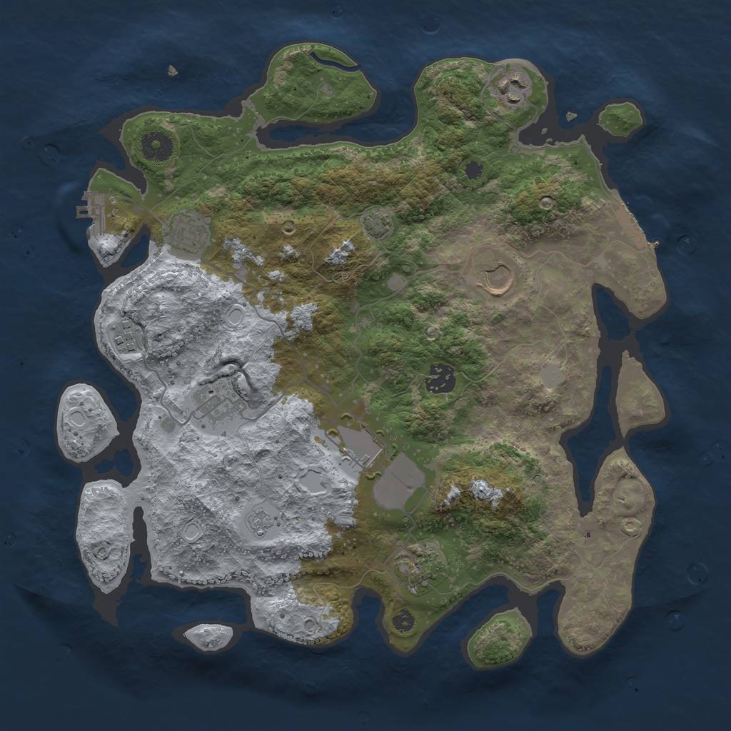 Rust Map: Procedural Map, Size: 3550, Seed: 28196986, 15 Monuments