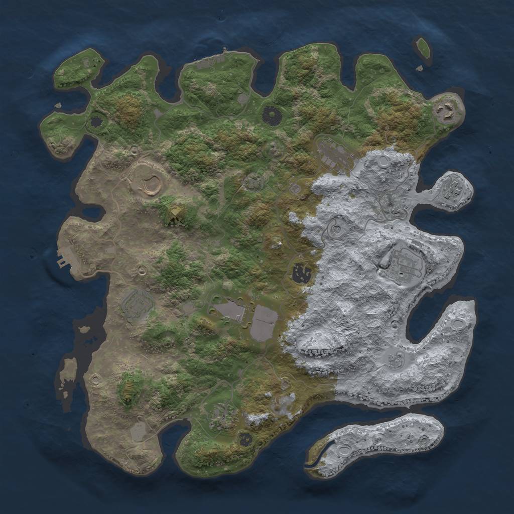 Rust Map: Procedural Map, Size: 3900, Seed: 15842579, 17 Monuments