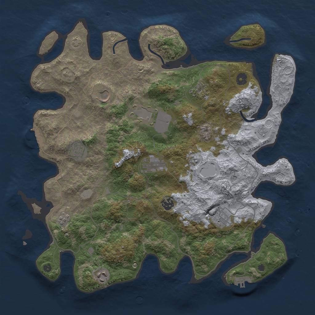 Rust Map: Procedural Map, Size: 4000, Seed: 3783893, 17 Monuments