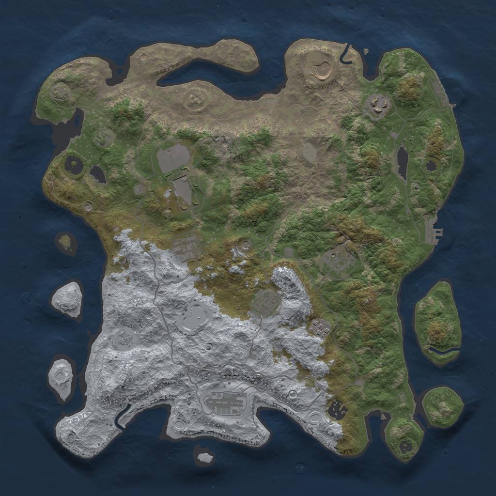 Rust Map: Procedural Map, Size: 4000, Seed: 20230518, 17 Monuments