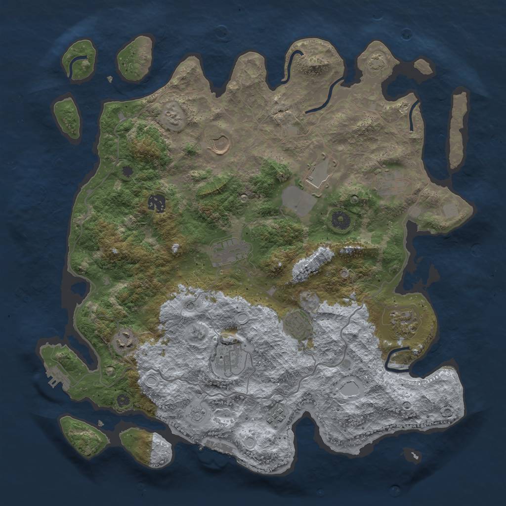 Rust Map: Procedural Map, Size: 4000, Seed: 70075870, 18 Monuments