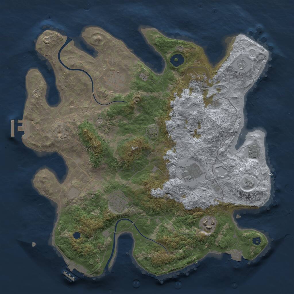Rust Map: Procedural Map, Size: 3400, Seed: 67713535, 12 Monuments