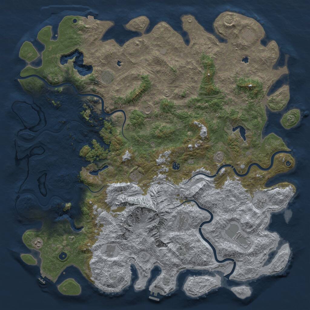 Rust Map: Procedural Map, Size: 6000, Seed: 35751, 17 Monuments