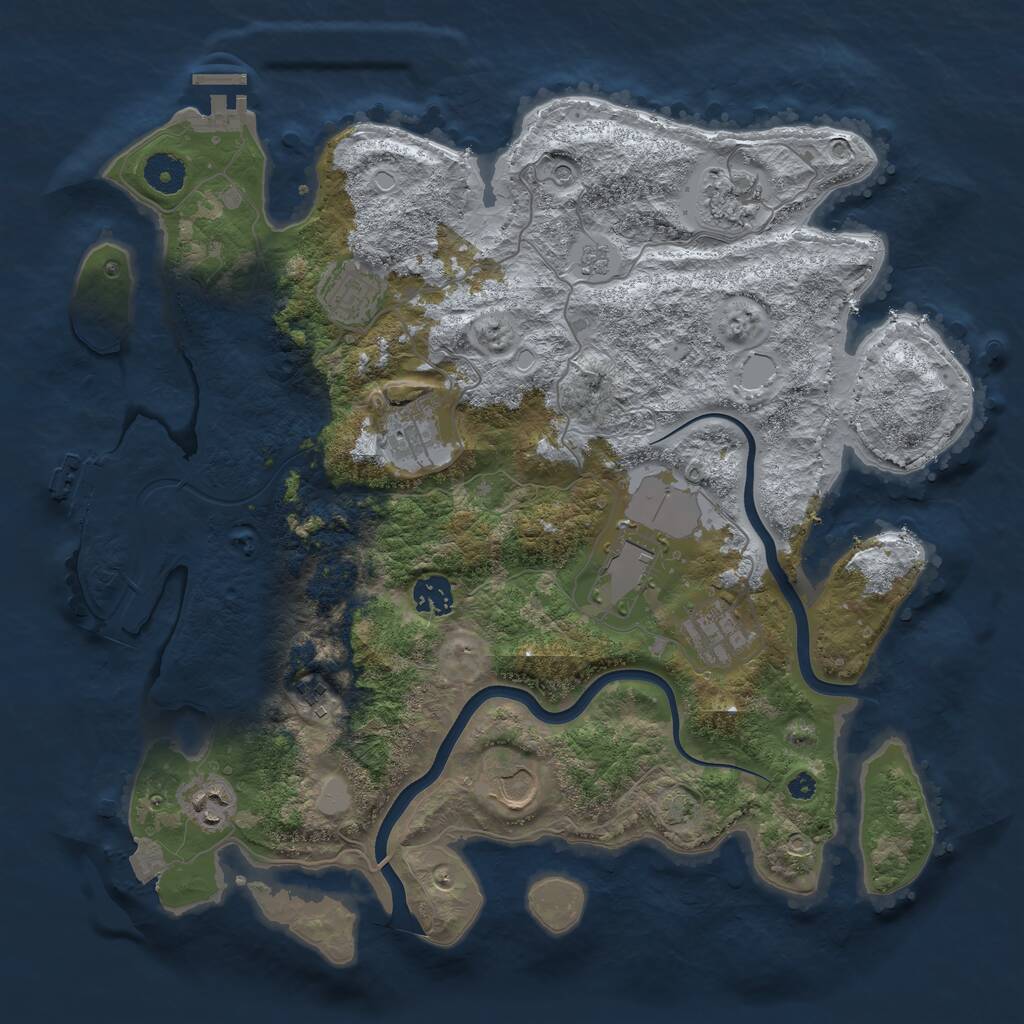 Rust Map: Procedural Map, Size: 3800, Seed: 14160743, 15 Monuments