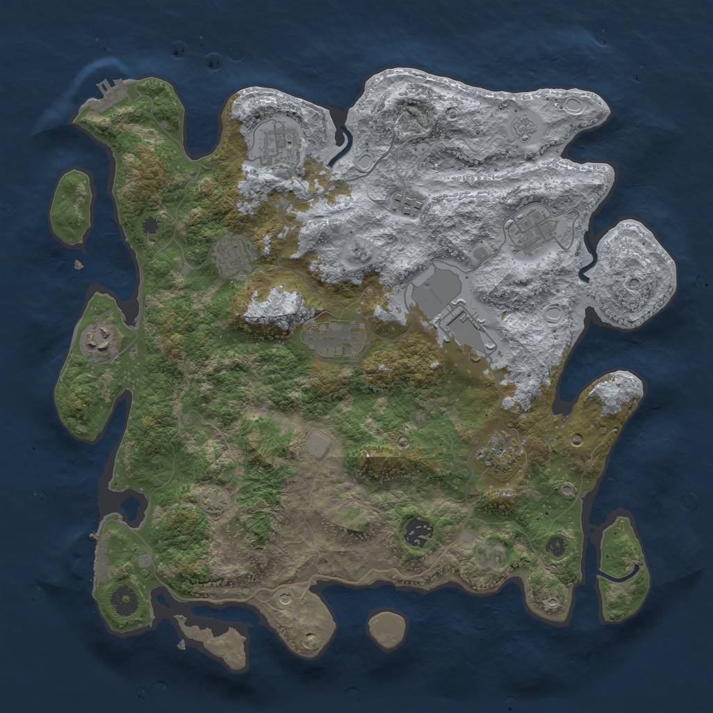 Rust Map: Procedural Map, Size: 3800, Seed: 14160743, 17 Monuments