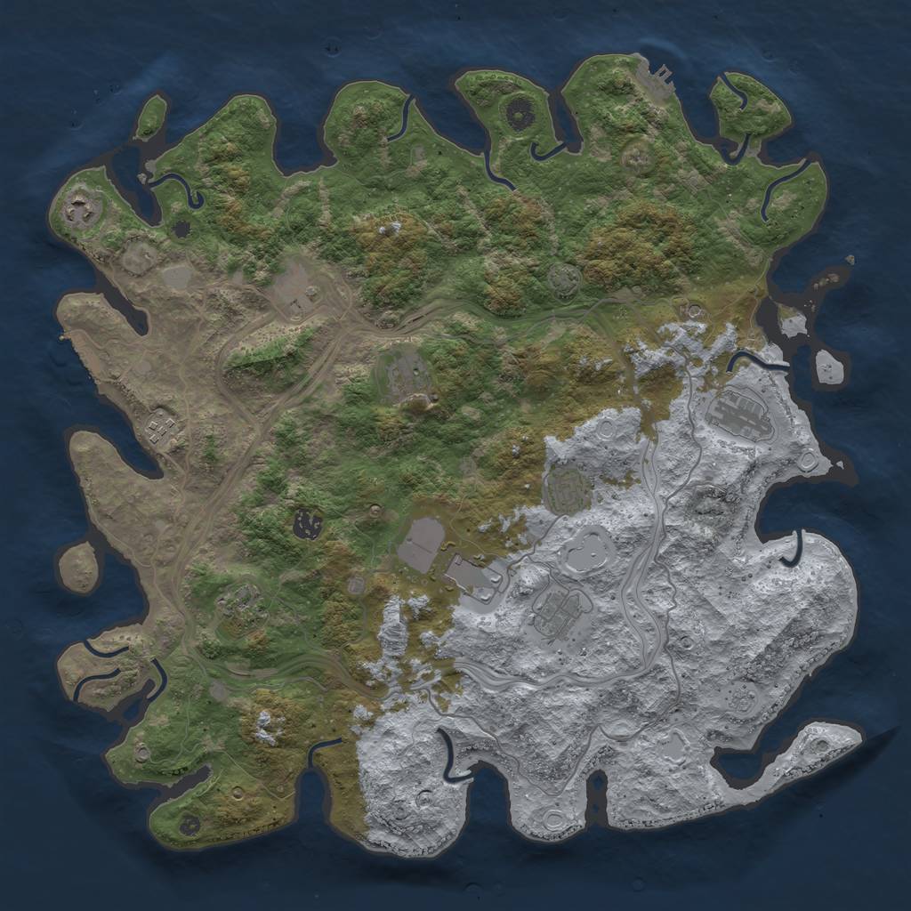 Rust Map: Procedural Map, Size: 4500, Seed: 99483, 18 Monuments