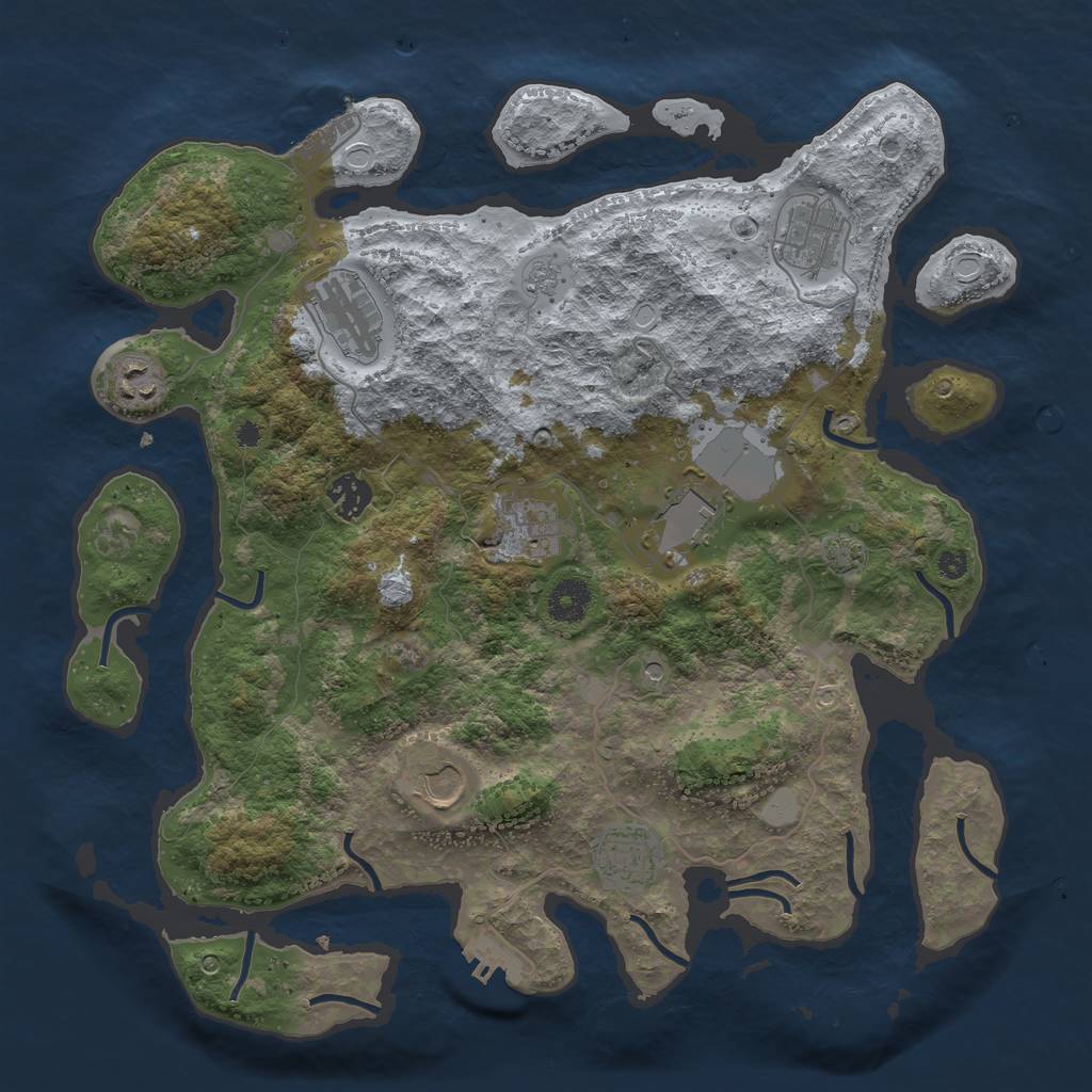 Rust Map: Procedural Map, Size: 3750, Seed: 40826438, 16 Monuments