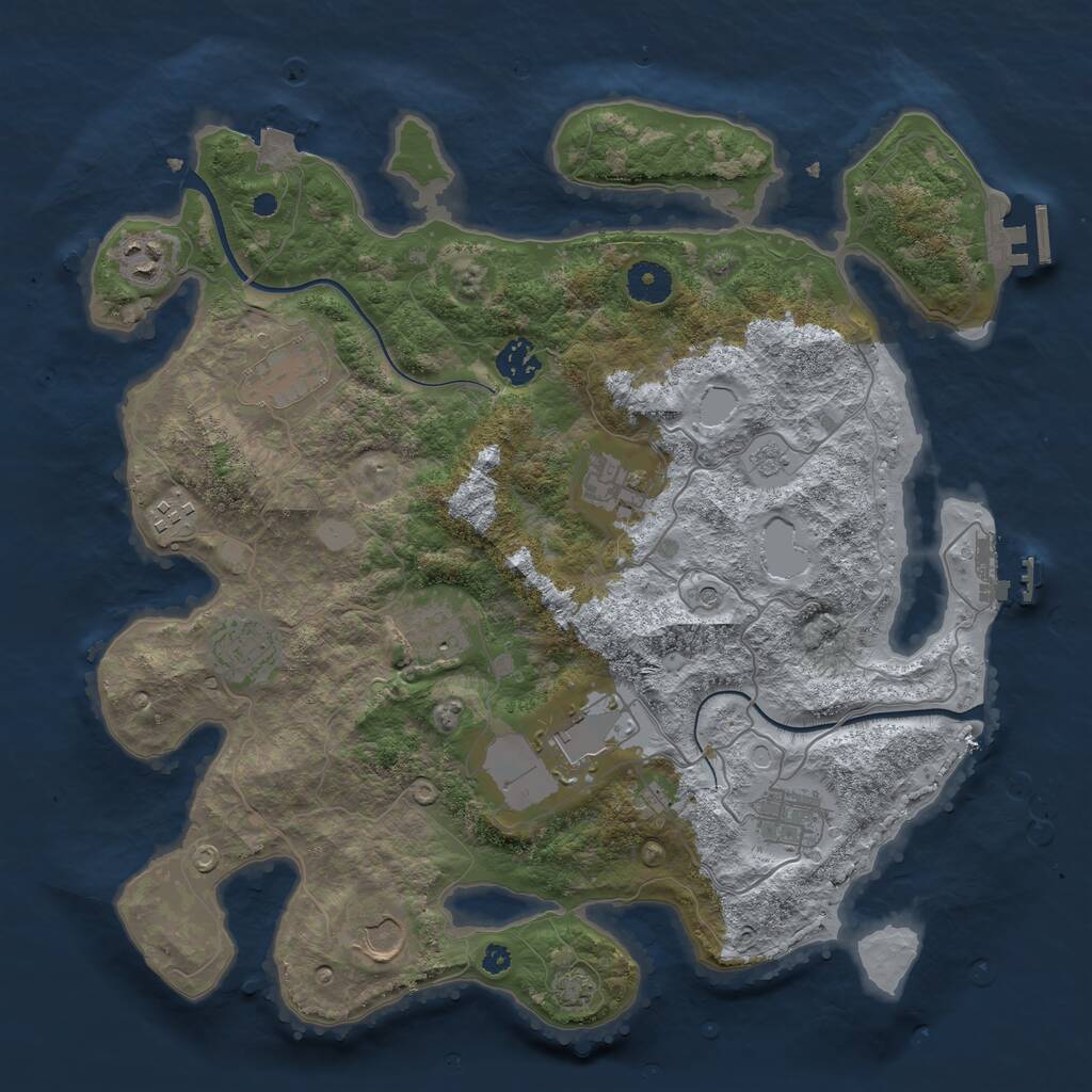 Rust Map: Procedural Map, Size: 3750, Seed: 1252966989, 16 Monuments