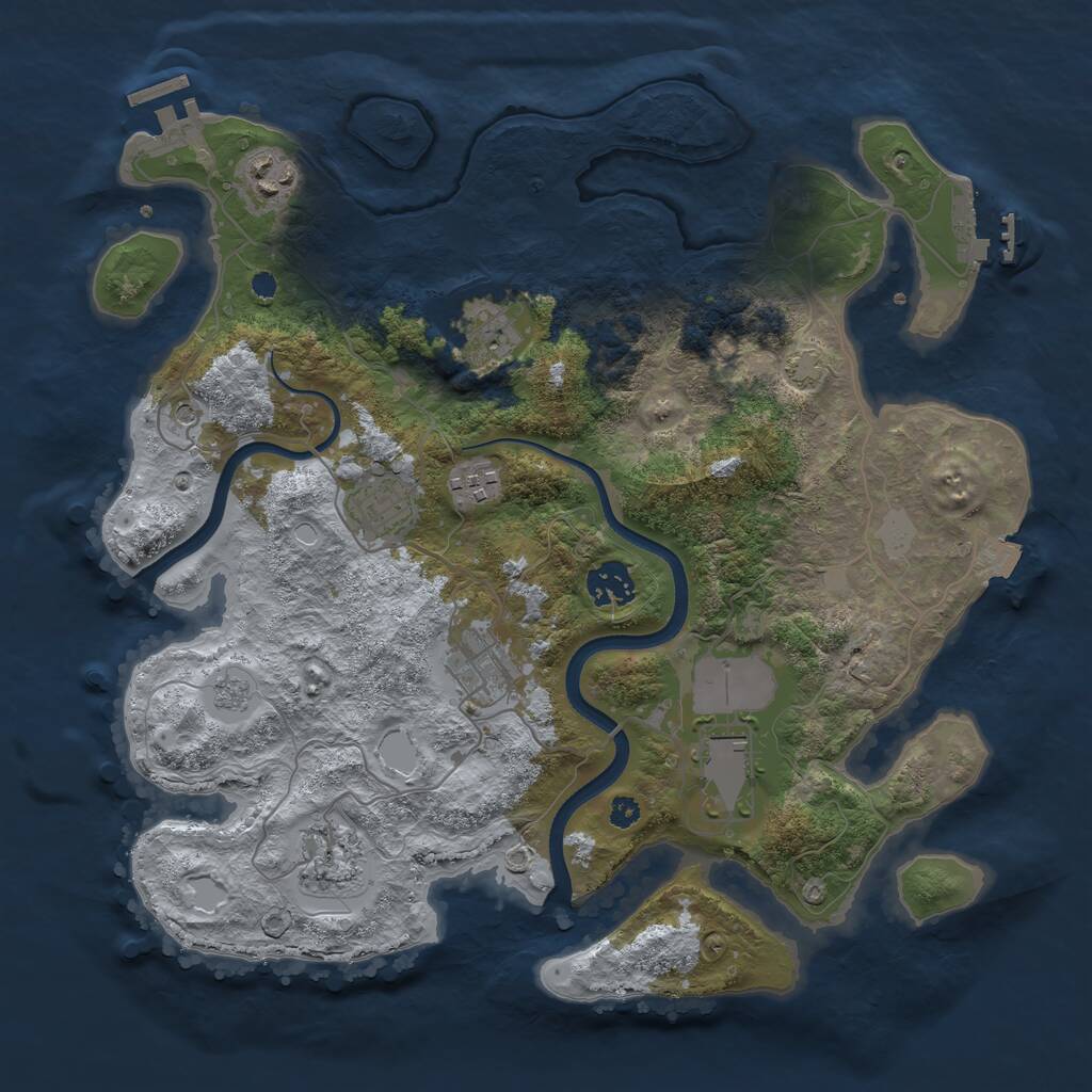 Rust Map: Procedural Map, Size: 3500, Seed: 1612089360, 14 Monuments