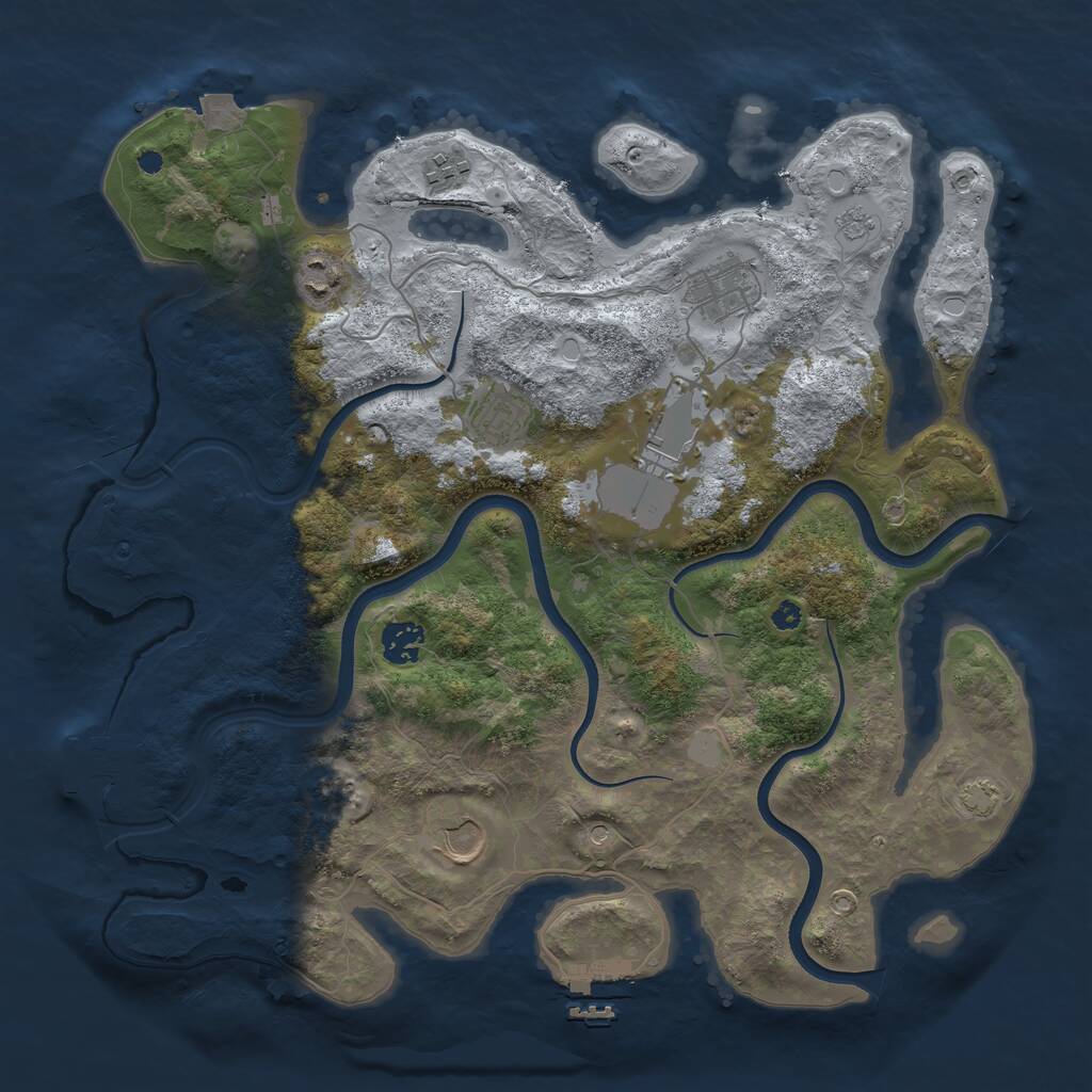 Rust Map: Procedural Map, Size: 3750, Seed: 500210851, 13 Monuments