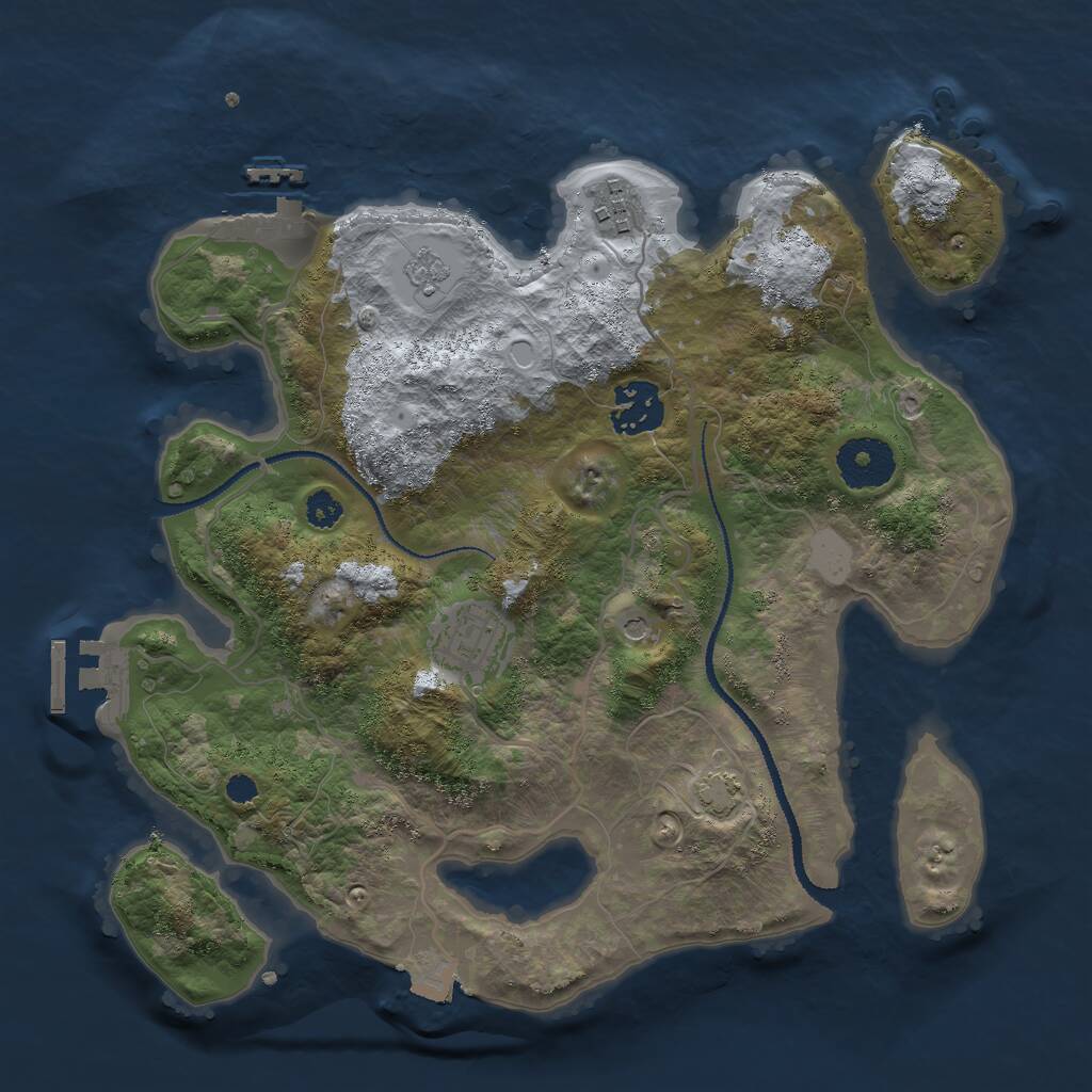Rust Map: Procedural Map, Size: 3000, Seed: 2079045542, 9 Monuments