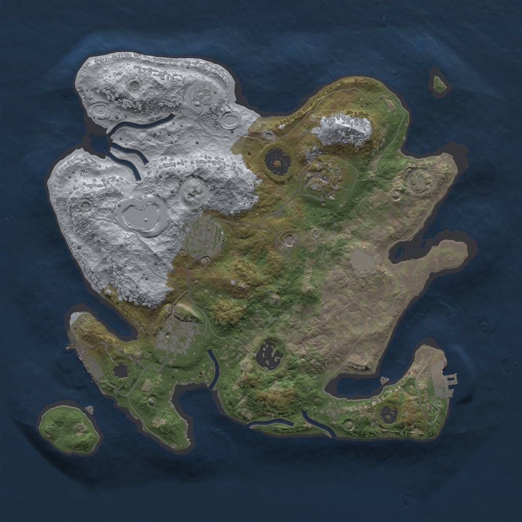 Rust Map: Procedural Map, Size: 3000, Seed: 25109, 12 Monuments