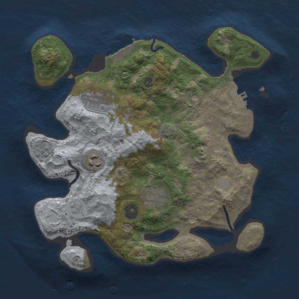 Rust Map: Procedural Map, Size: 3000, Seed: 30833, 12 Monuments