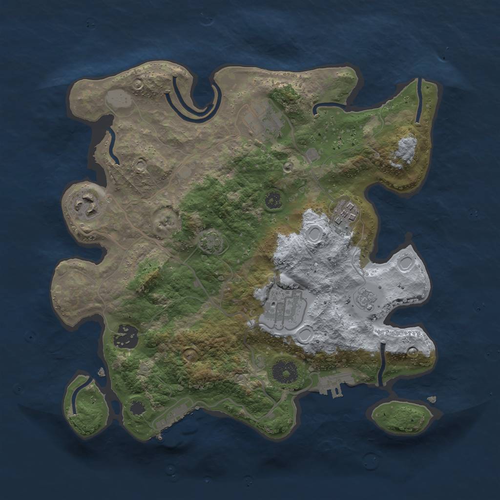 Rust Map: Procedural Map, Size: 3000, Seed: 1795253832, 12 Monuments