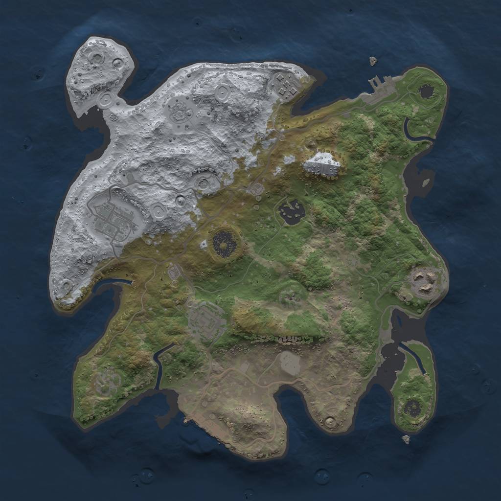 Rust Map: Procedural Map, Size: 3000, Seed: 558767270, 12 Monuments