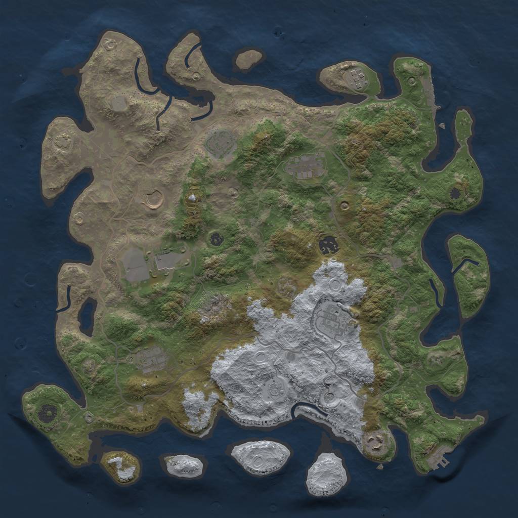 Rust Map: Procedural Map, Size: 4100, Seed: 61062252, 17 Monuments