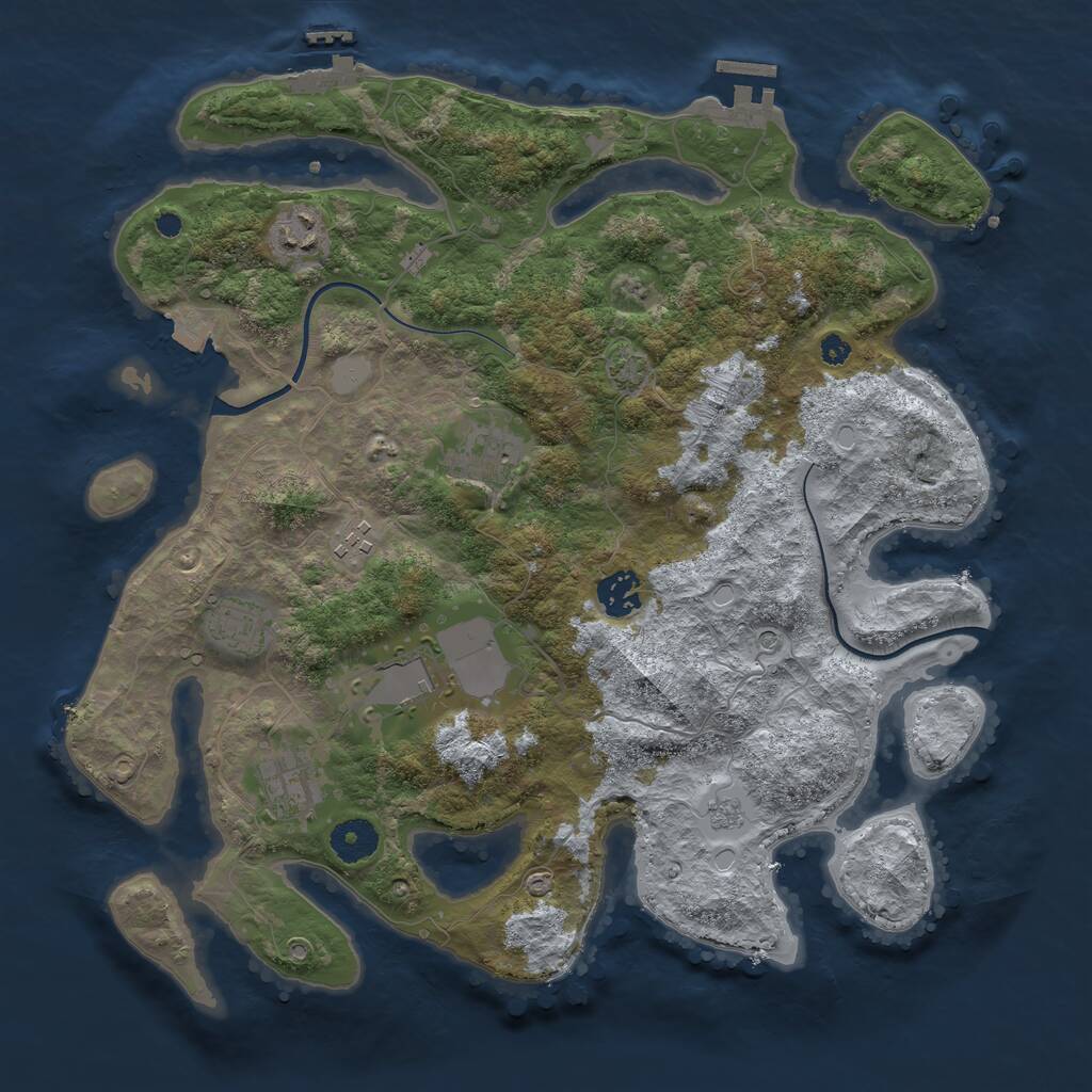 Rust Map: Procedural Map, Size: 3650, Seed: 92880296, 13 Monuments