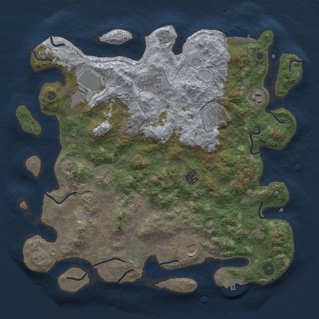 Rust Map: Procedural Map, Size: 3900, Seed: 46189997, 17 Monuments