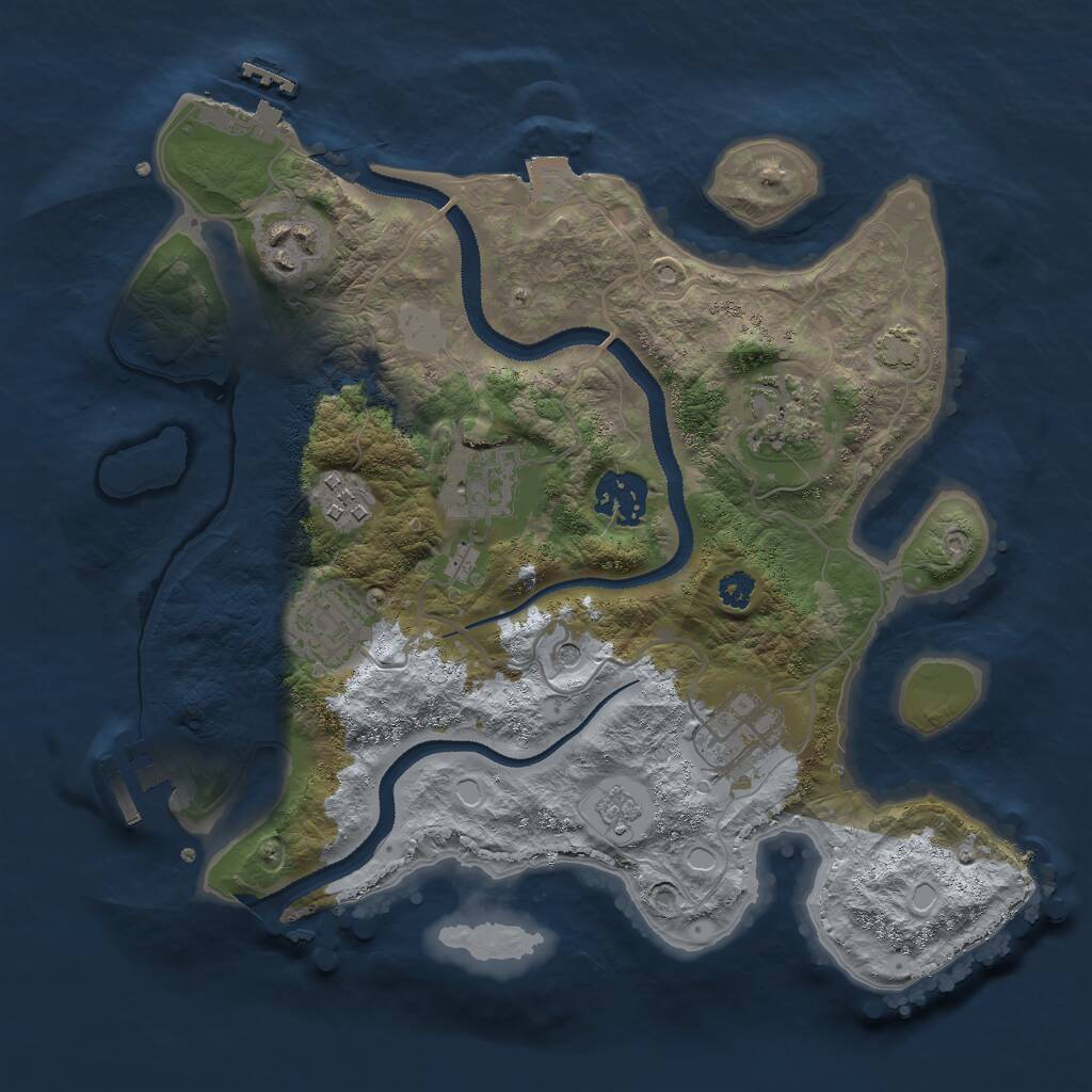 Rust Map: Procedural Map, Size: 3000, Seed: 17142, 13 Monuments