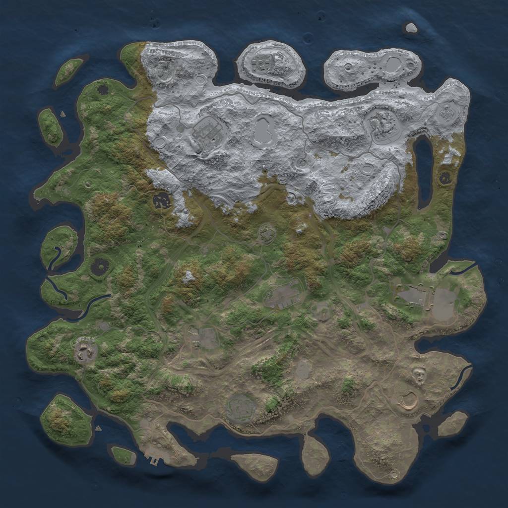 Rust Map: Procedural Map, Size: 4300, Seed: 76936225, 17 Monuments