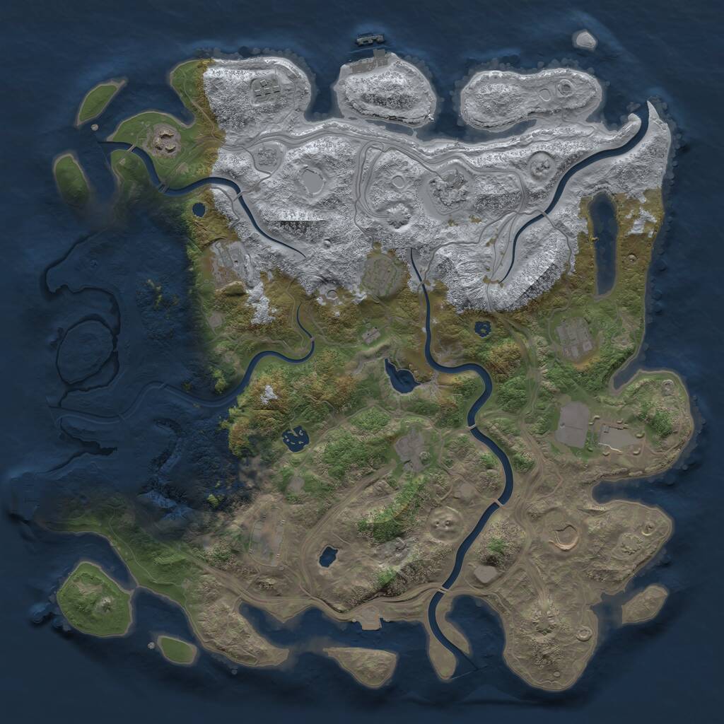 Rust Map: Procedural Map, Size: 4300, Seed: 76936225, 17 Monuments