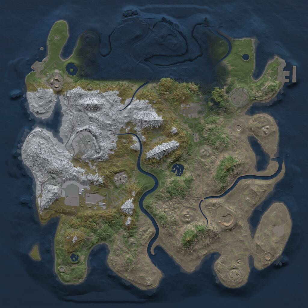 Rust Map: Procedural Map, Size: 3750, Seed: 96034135, 14 Monuments
