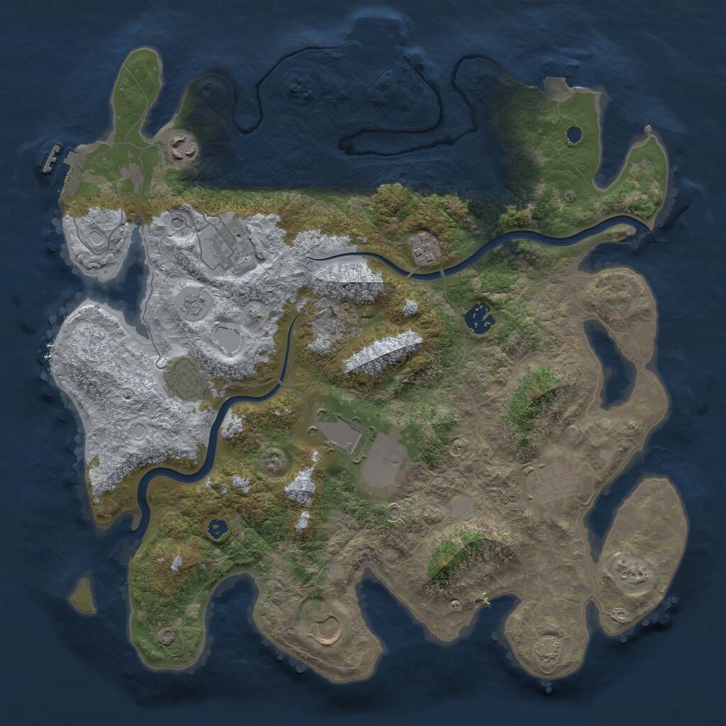 Rust Map: Procedural Map, Size: 3750, Seed: 96034135, 14 Monuments