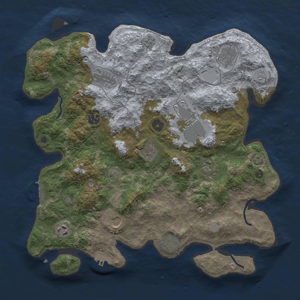 Rust Map: Procedural Map, Size: 3800, Seed: 68141314, 18 Monuments