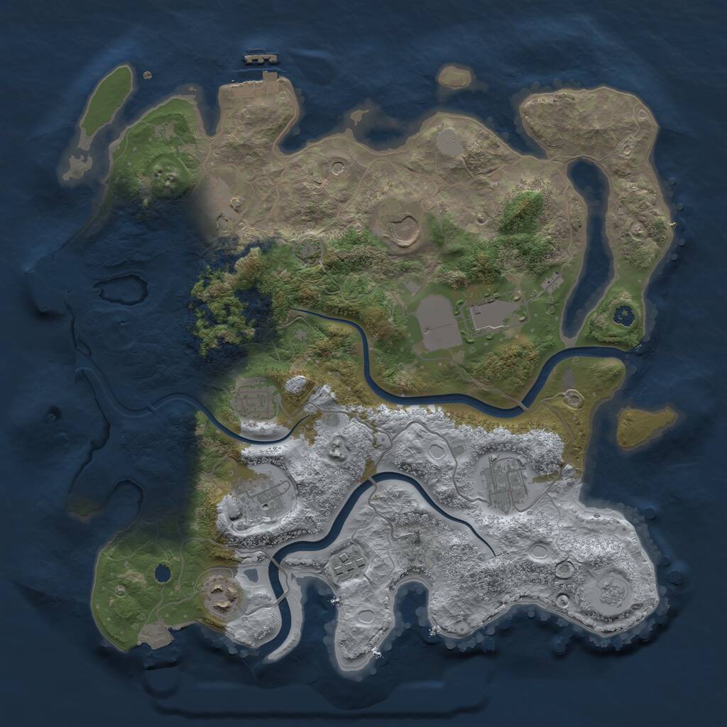 Rust Map: Procedural Map, Size: 3500, Seed: 12416850, 14 Monuments
