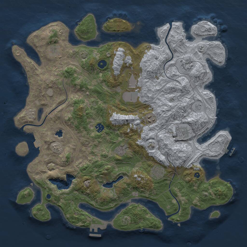 Rust Map: Procedural Map, Size: 4300, Seed: 28385766, 15 Monuments