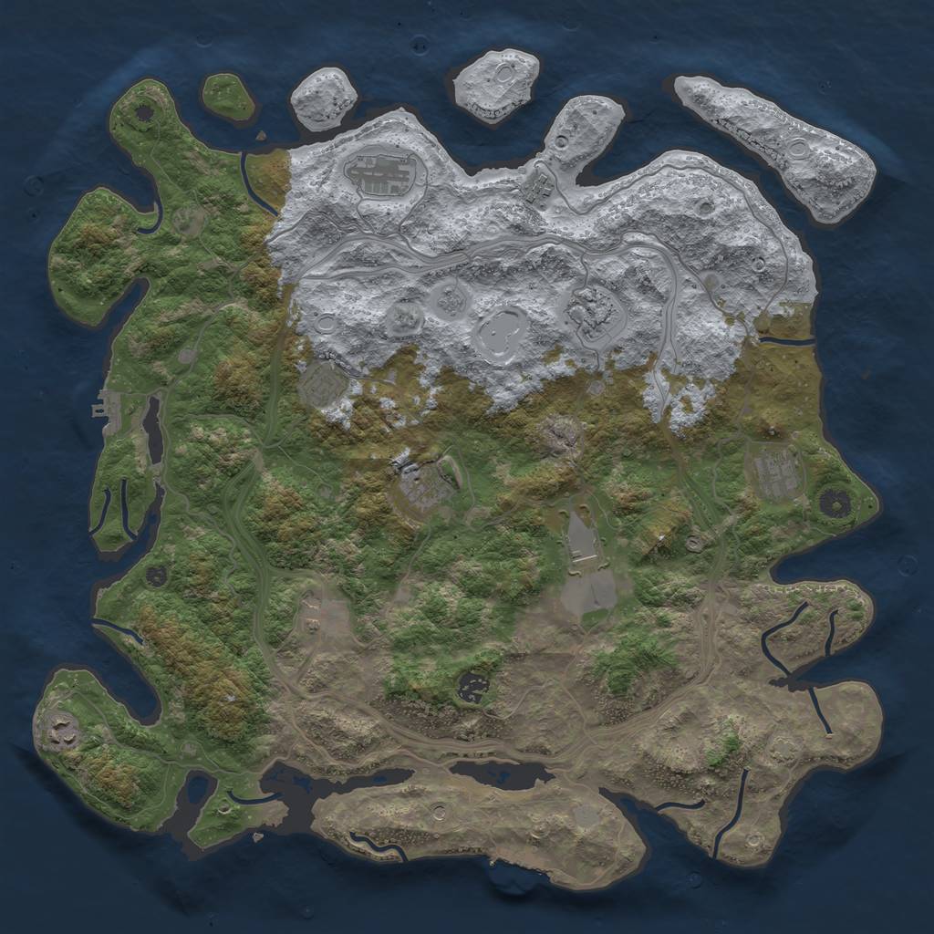 Rust Map: Procedural Map, Size: 4500, Seed: 297321880, 18 Monuments