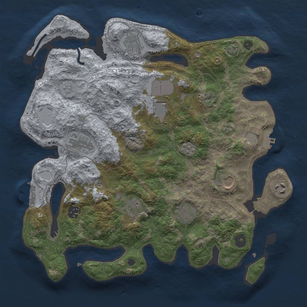 Rust Map: Procedural Map, Size: 3600, Seed: 23734729, 18 Monuments
