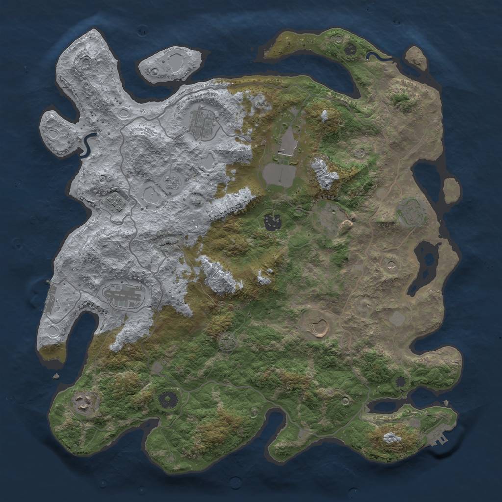 Rust Map: Procedural Map, Size: 4100, Seed: 51527203, 17 Monuments
