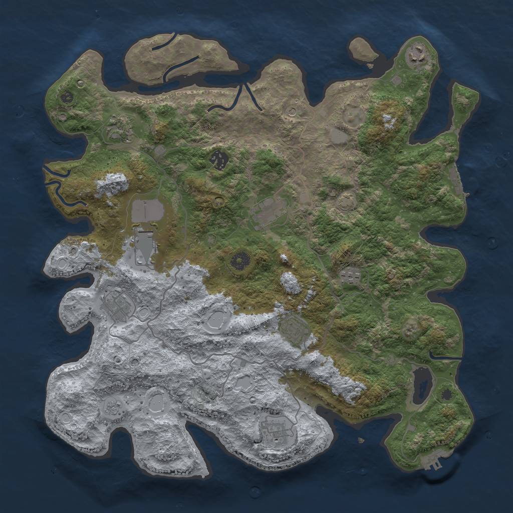 Rust Map: Procedural Map, Size: 4100, Seed: 80110894, 17 Monuments