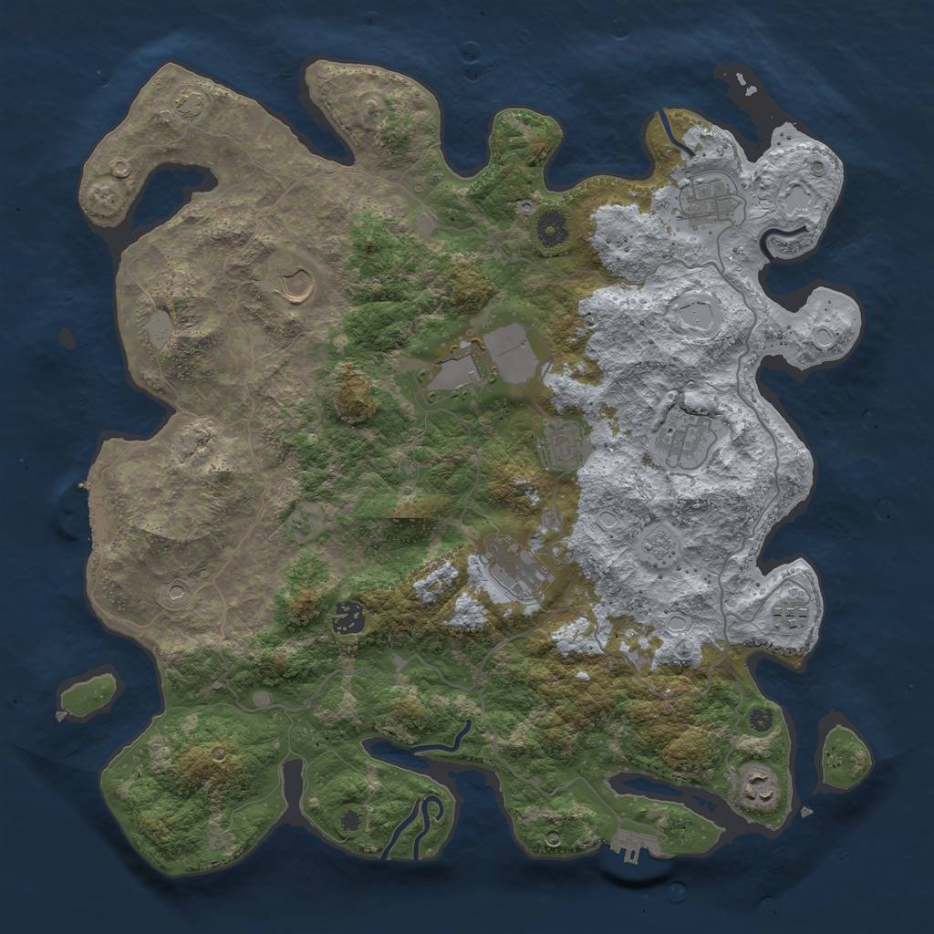 Rust Map: Procedural Map, Size: 4100, Seed: 94352207, 17 Monuments