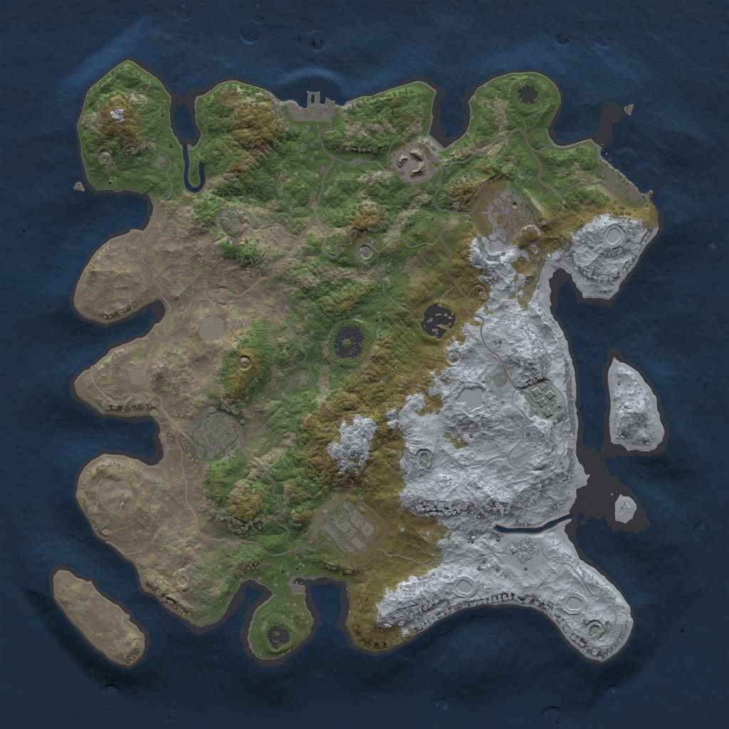 Rust Map: Procedural Map, Size: 3400, Seed: 27307671, 14 Monuments