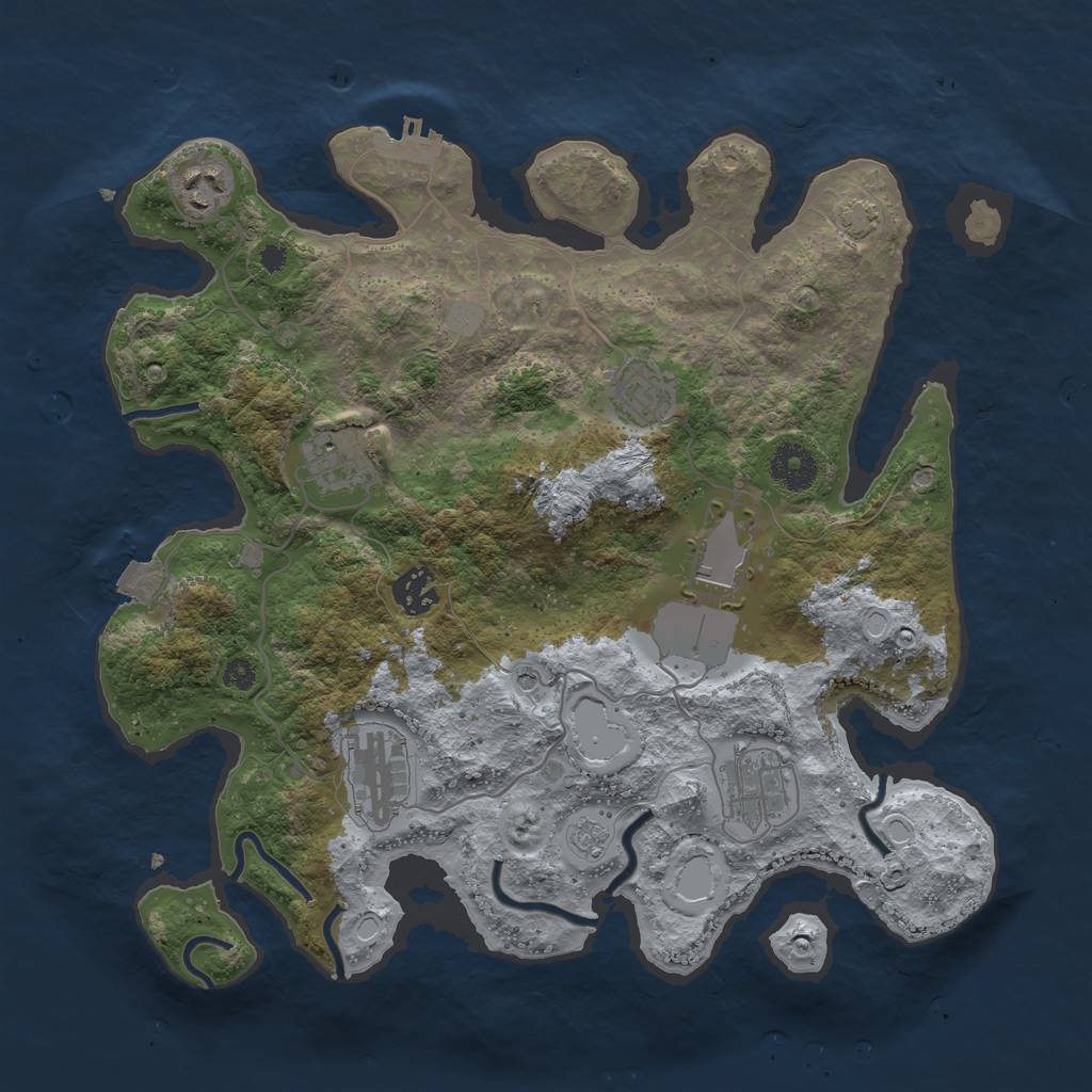 Rust Map: Procedural Map, Size: 3500, Seed: 83244819, 14 Monuments