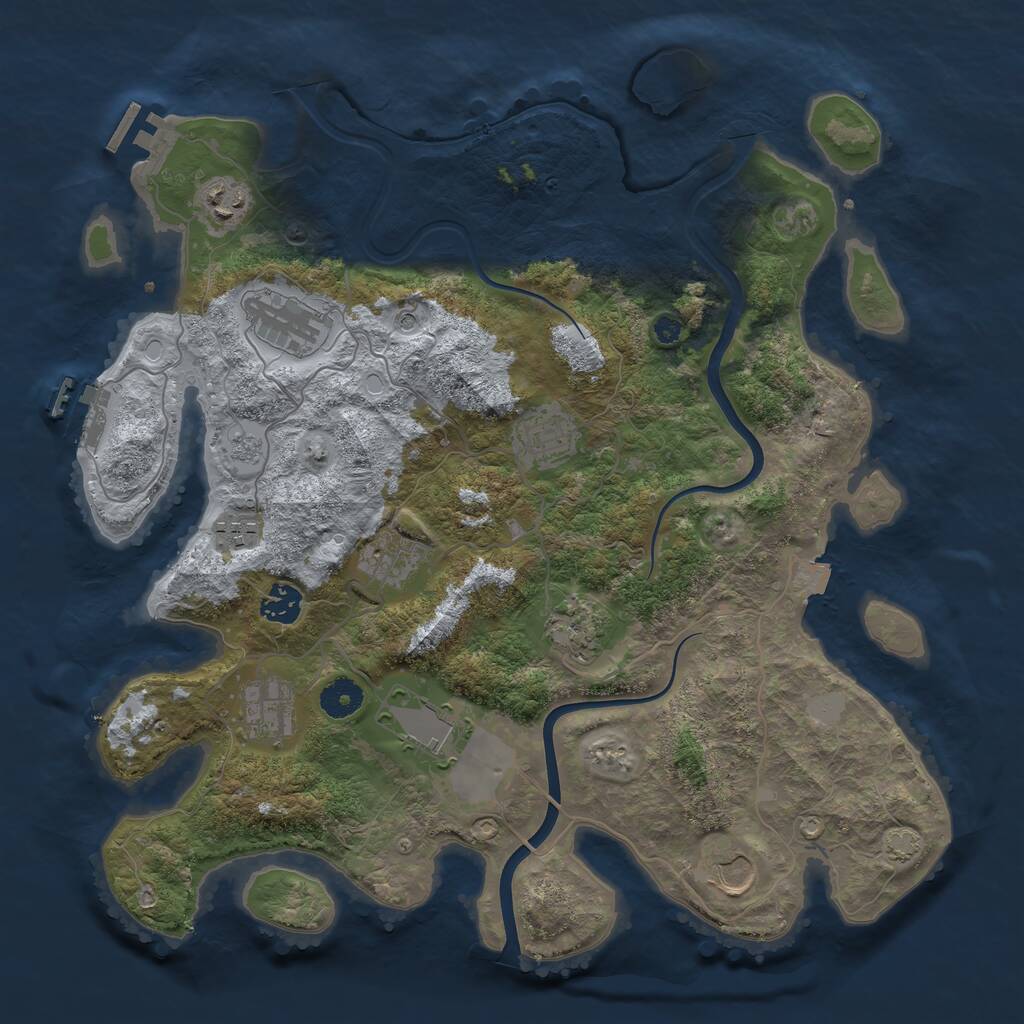 Rust Map: Procedural Map, Size: 3800, Seed: 28925834, 16 Monuments