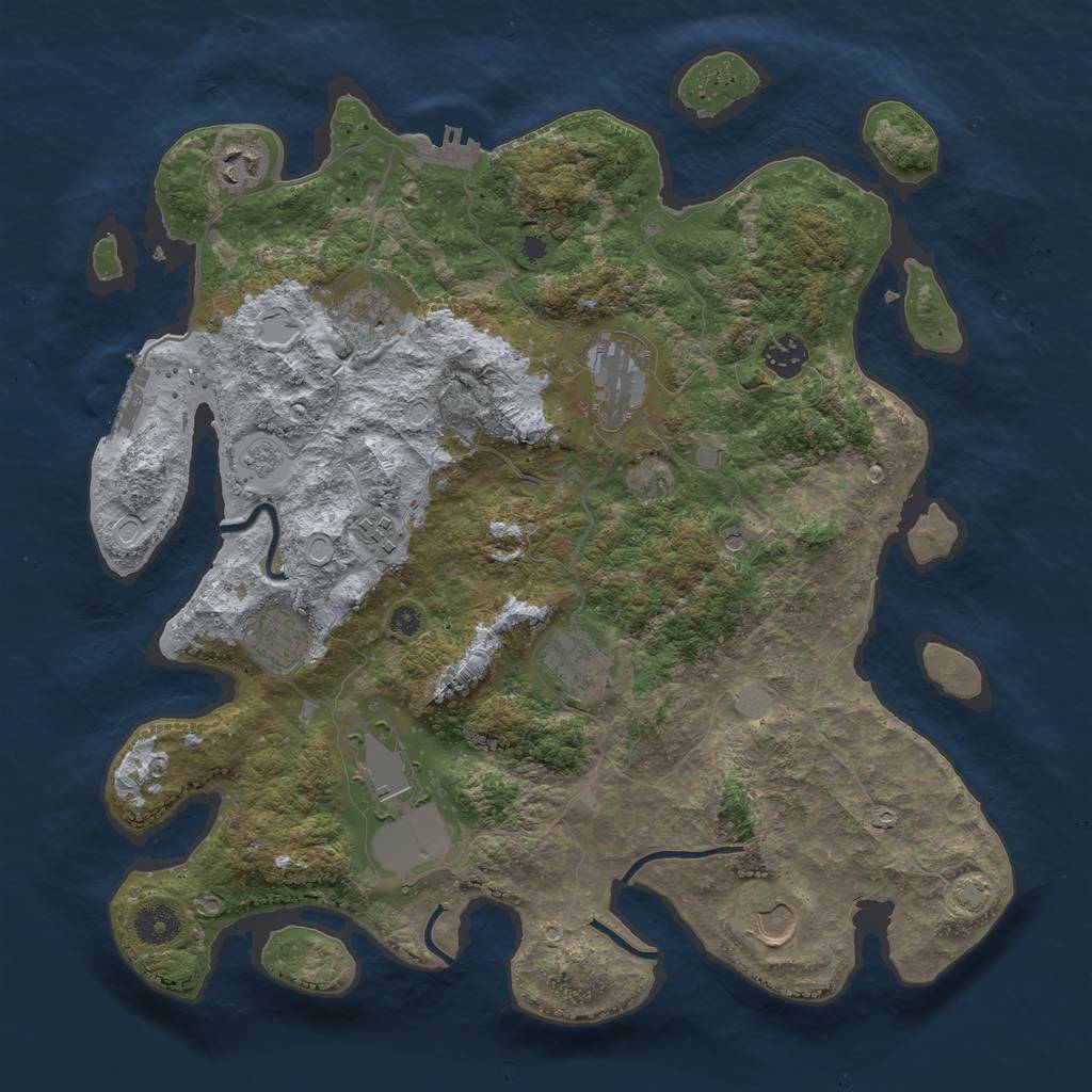 Rust Map: Procedural Map, Size: 3800, Seed: 28925834, 17 Monuments