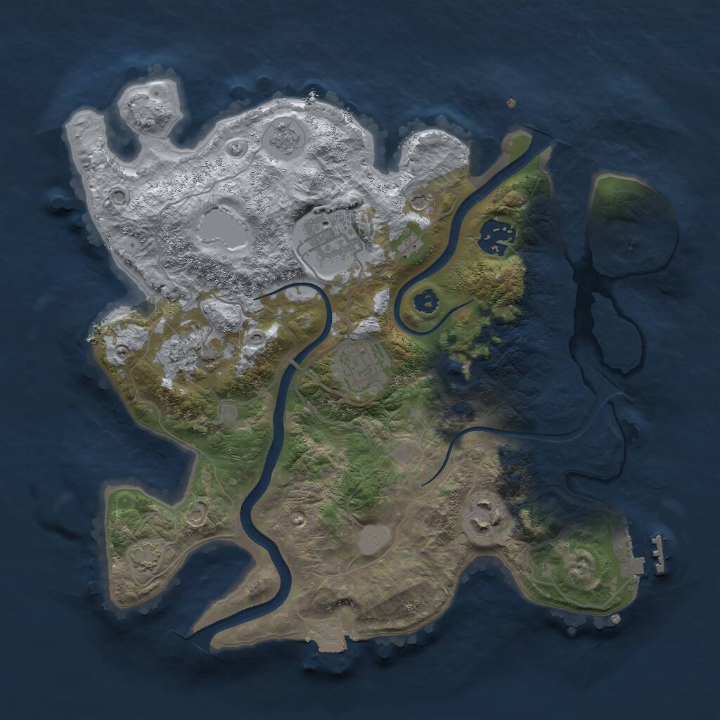 Rust Map: Procedural Map, Size: 3000, Seed: 14637, 10 Monuments