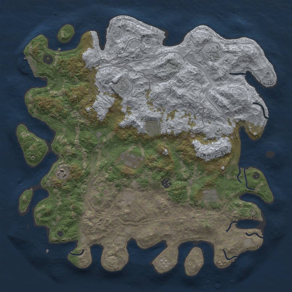 Rust Map: Procedural Map, Size: 4400, Seed: 31904578, 16 Monuments