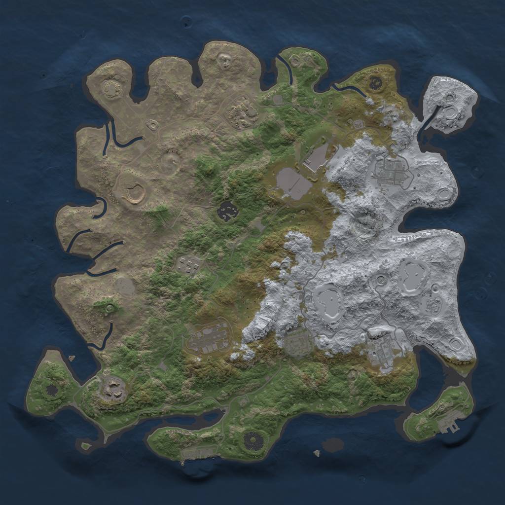 Rust Map: Procedural Map, Size: 3850, Seed: 99258320, 18 Monuments