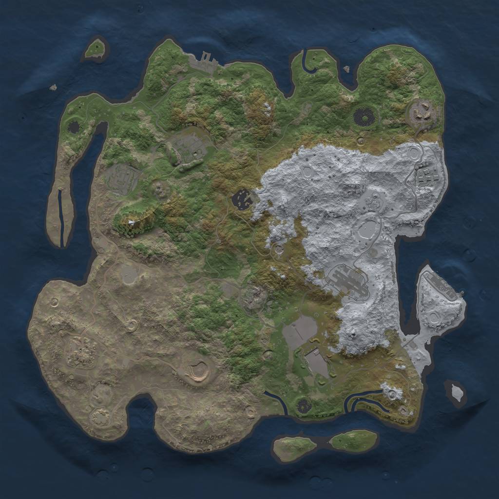 Rust Map: Procedural Map, Size: 3700, Seed: 1151236237, 17 Monuments