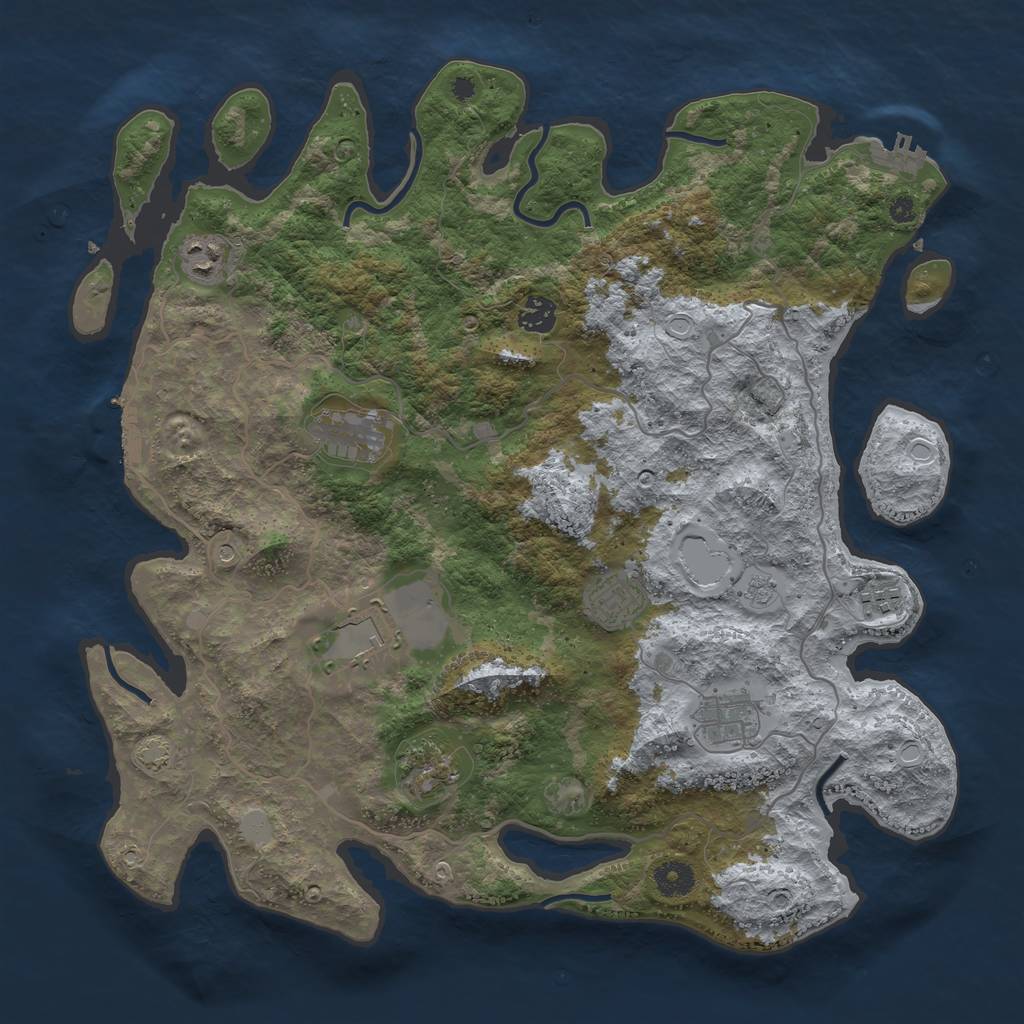 Rust Map: Procedural Map, Size: 4000, Seed: 22717, 16 Monuments