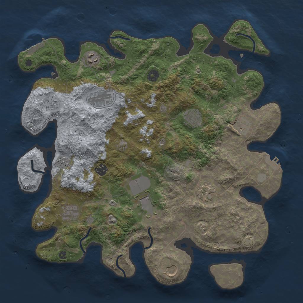 Rust Map: Procedural Map, Size: 3800, Seed: 14230308, 18 Monuments
