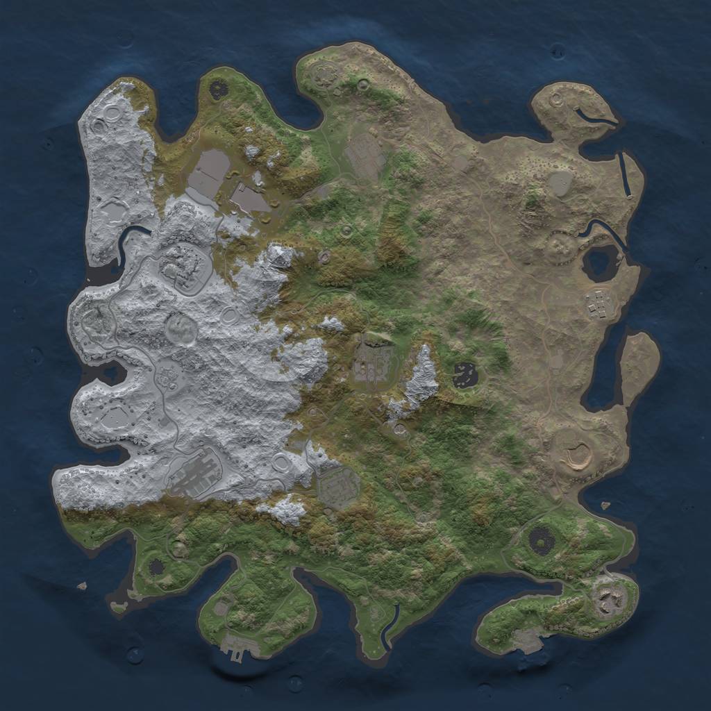 Rust Map: Procedural Map, Size: 3950, Seed: 14232511, 17 Monuments