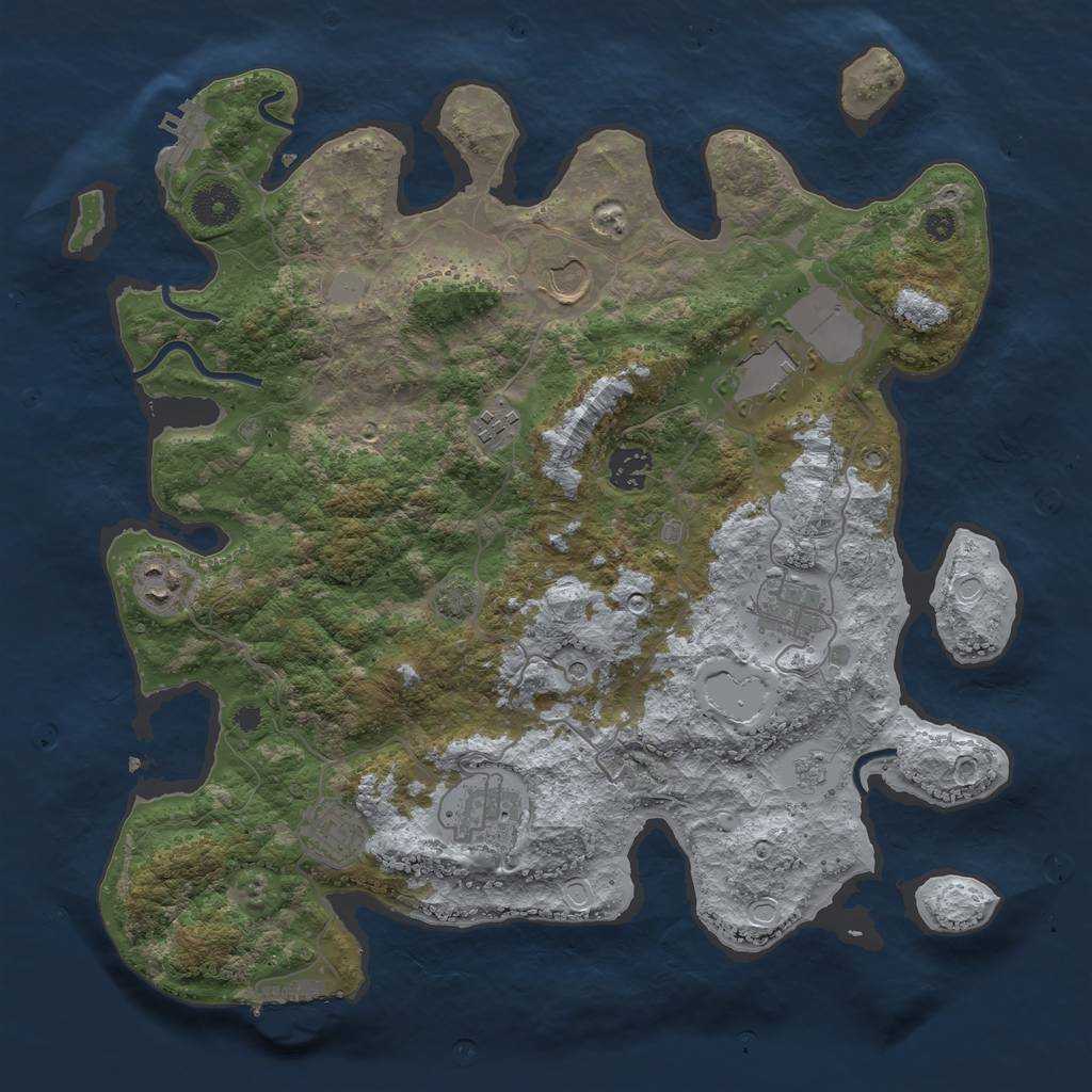 Rust Map: Procedural Map, Size: 3700, Seed: 67482955, 16 Monuments