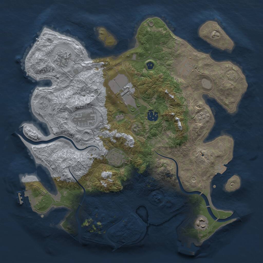 Rust Map: Procedural Map, Size: 3500, Seed: 98795646, 14 Monuments