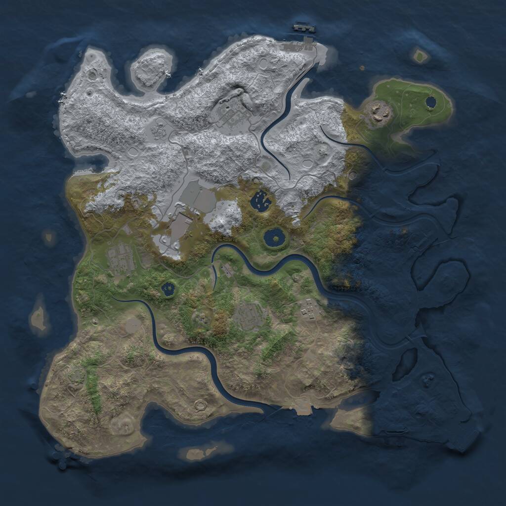 Rust Map: Procedural Map, Size: 3800, Seed: 76477393, 13 Monuments