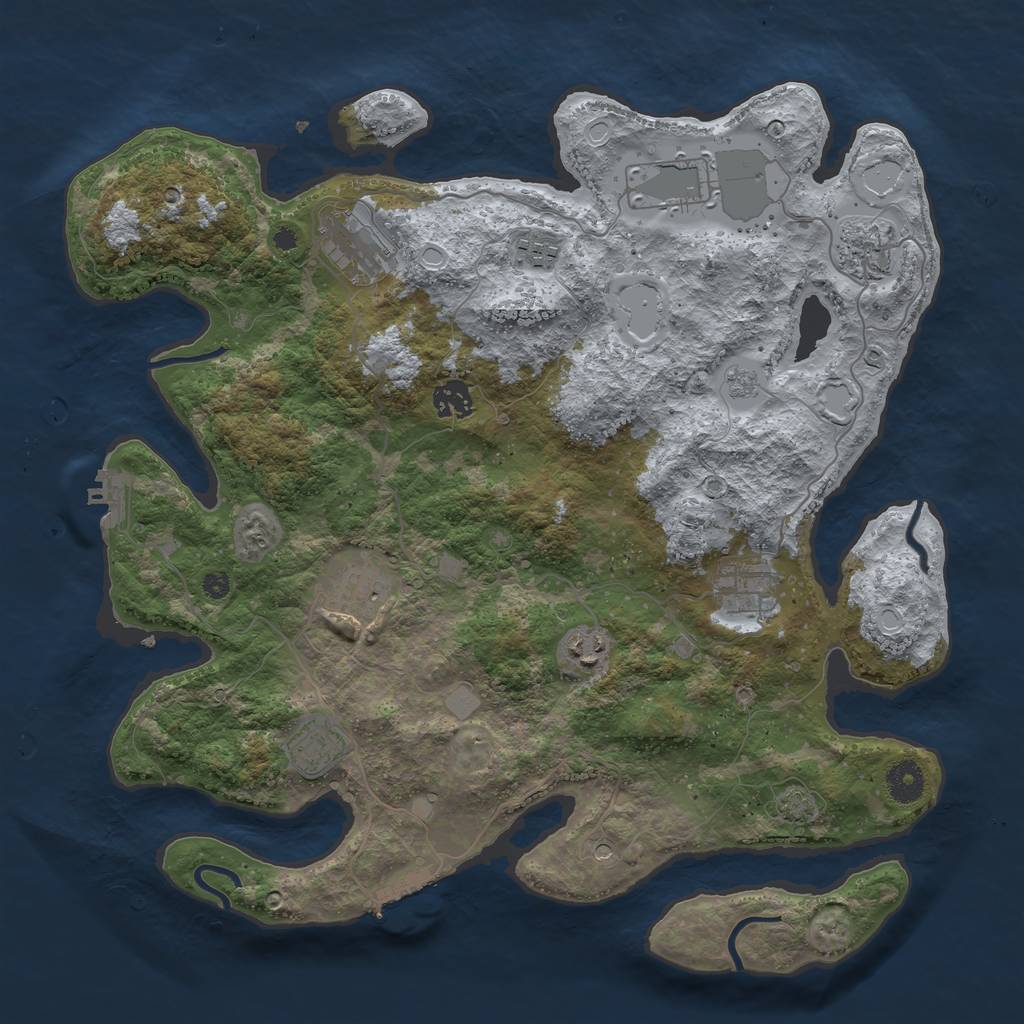 Rust Map: Procedural Map, Size: 3850, Seed: 50964361, 17 Monuments
